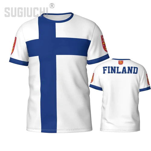 Custom Name Number Finland Flag Emblem 3D T-shirts For Men Women Tees