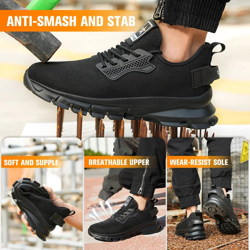 Lightweight Men Safety Shoes Steel Toe Cap work Sneakers Men