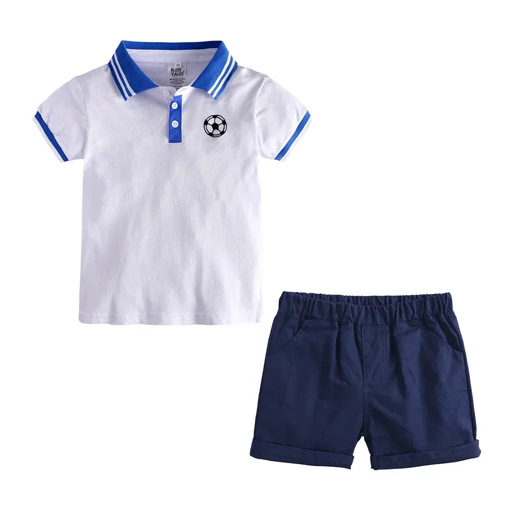 Toddler Kids Boys Summer Leisure Set 2Pieces Polo Shirt + Short Pants