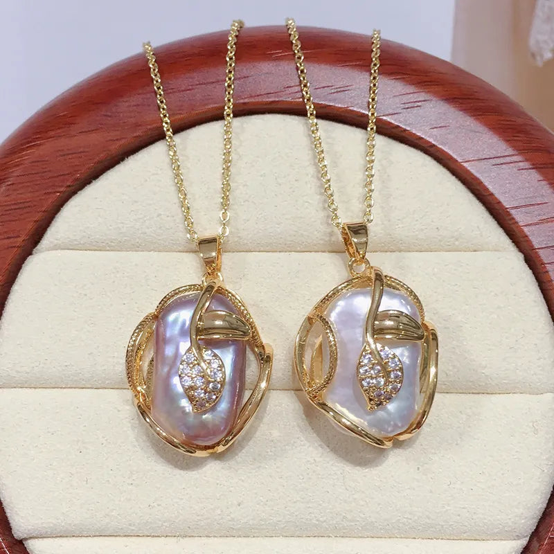 ZHBORUINI 2022 New Big Baroque Pearl Jewelry Sets 18K Gold Plating