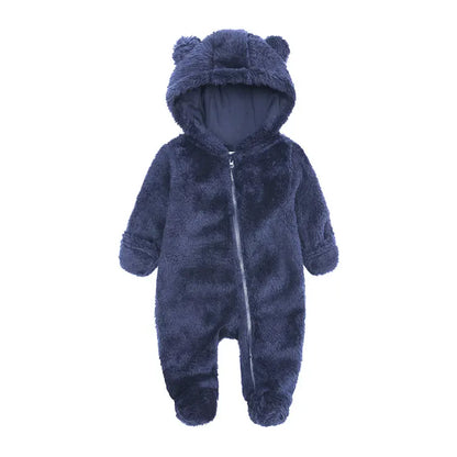 Fashion Baby Clothing Boys Footies Long Sleeve Arctic Velvet Hooded Baby Girl Clothes Winter Warm Baby Romper 0-12 Months