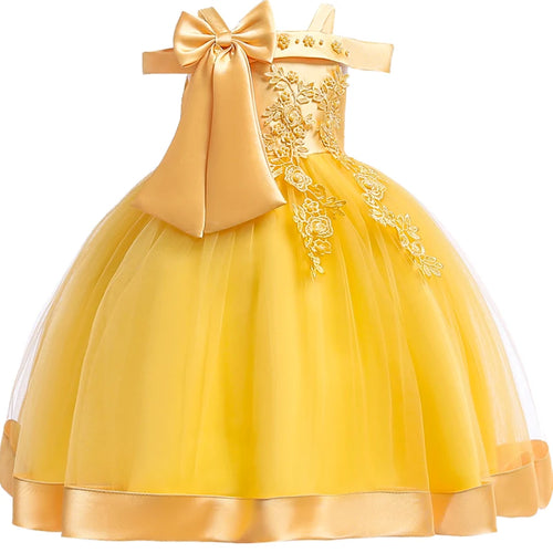 3-10 Years Kids  Party Dresses For Girls Appliques Flower