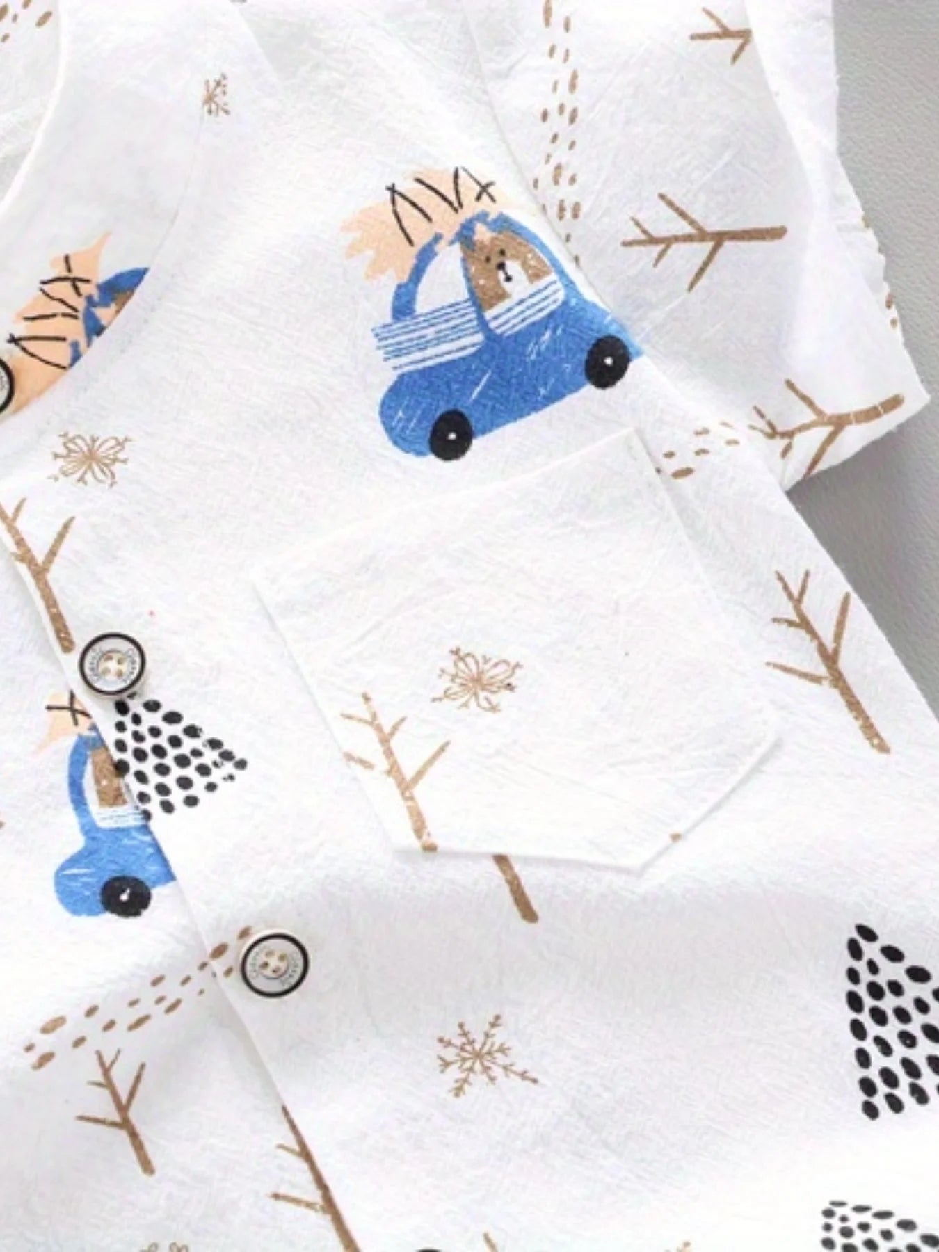 Infant and toddler summer full print bear driving pattern short