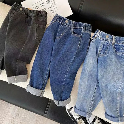 Kids Boys Jeans 2023 Spring And Autumn New Fashionable Elastic