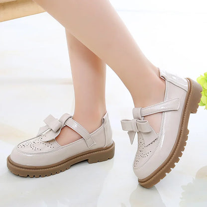 Kids Leather Shoes Girls Oxfords Leather Flats T-strap Children's