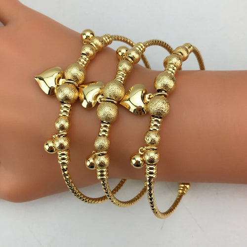 Fashion Women's Bracelet Classic Charm Cuff Bangle 3pcs/set Gold