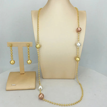 Dubai Fine Jewelry Long Chain with Earrings for Women