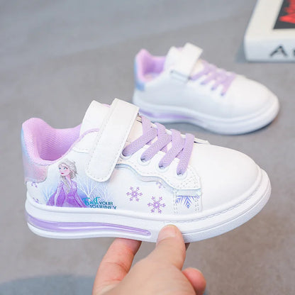 Disney Girls White PU Leather Shoes Cartoon Princess Elsa Frozen