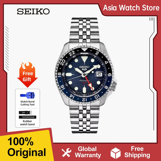 Original Seiko mechanical watch 10bar waterproof GMT Sports Wrist watch Luminou Reloj Hombre SSK003K1