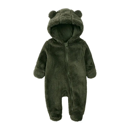 Fashion Baby Clothing Boys Footies Long Sleeve Arctic Velvet Hooded Baby Girl Clothes Winter Warm Baby Romper 0-12 Months