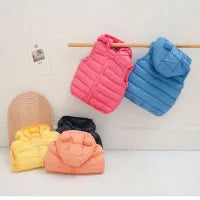 Winter coat 0-6 Age girls hooded with velvet to keep warm Korean version fashion print sweet Joker down jacket children clothing