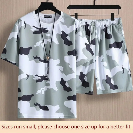 Men's Summer Casual Sports Suit Short Sleeve Breathable Quick-dry