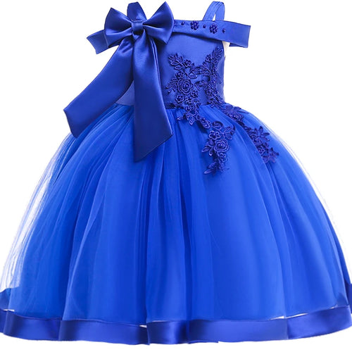 3-10 Years Kids  Party Dresses For Girls Appliques Flower