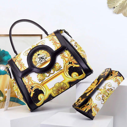 NEW Printed Pattern Wallet Handbag Set Luxury