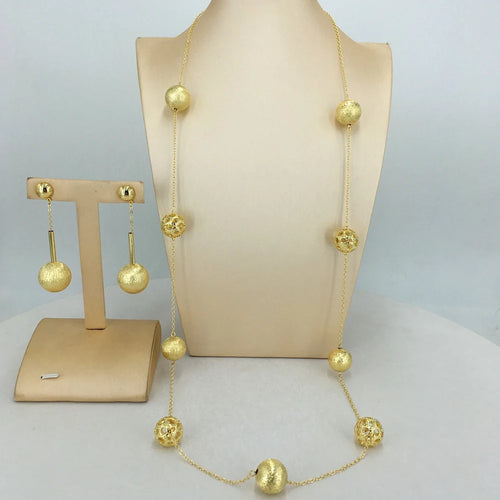 Dubai Fine Jewelry Long Chain with Earrings for Women