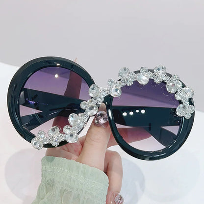 Oversized Round Diamond Sunglasses Exaggerated Personalised Ladies Sun Shade Sunglasses Outdoor Party Sun Protection Sunglasses