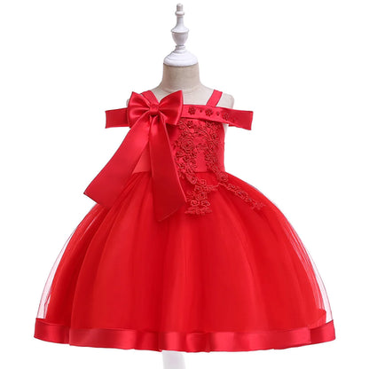 3-10 Years Kids  Party Dresses For Girls Appliques Flower