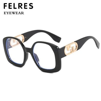 Oversized Square Ladies Reading Glasses Fashion Brand Designer Anti blue Light Computer Glasses Women Polygon Presbyopia Eyewear