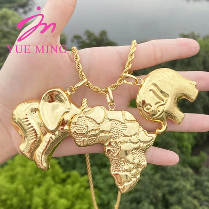 3pcs Pendant with 60cm Chain For Women Men 18k Gold Plated Copper