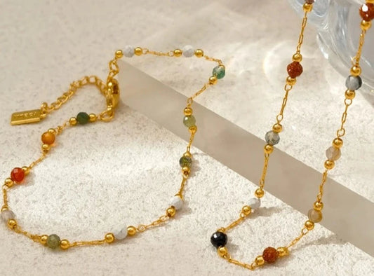 Fashion Jewelry Sets One Layer Colorful Glass Beads Necklace For Women