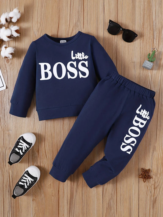 Clothes Set for Kids Boy 1-6 Years Solid Long Sleeves Little BOSS