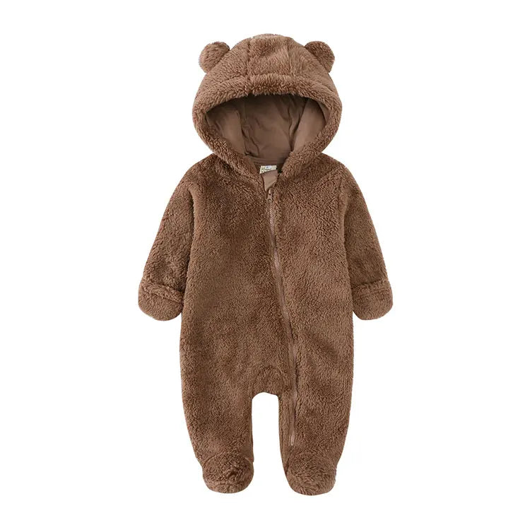 Fashion Baby Clothing Boys Footies Long Sleeve Arctic Velvet Hooded Baby Girl Clothes Winter Warm Baby Romper 0-12 Months