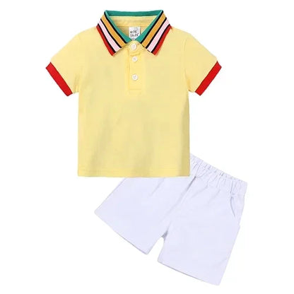 Toddler Kids Boys Summer Leisure Set 2Pieces Polo Shirt + Short Pants