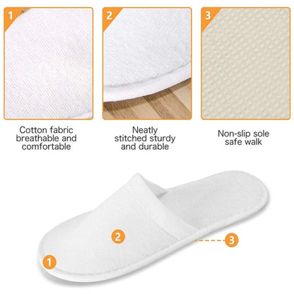 Spa Slippers 10/20 Pairs of Brushed Plush Closed-toe Disposable