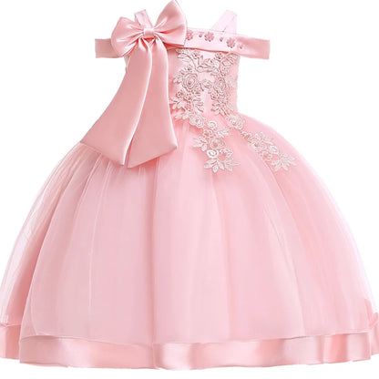 3-10 Years Kids  Party Dresses For Girls Appliques Flower