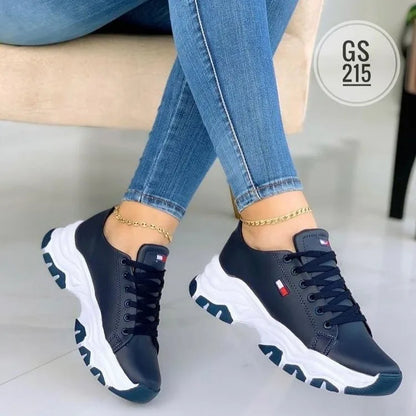 New Women's Vulcanized Sneakers Thick Sole Solid Wedge Women's Shoes