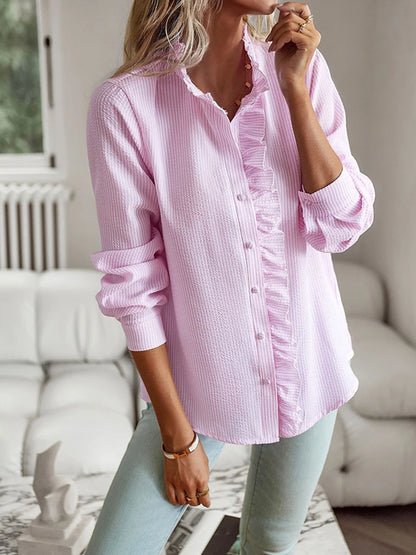 White Blouse Women Summer Long Sleeve Shirts Female Fashion Ruched