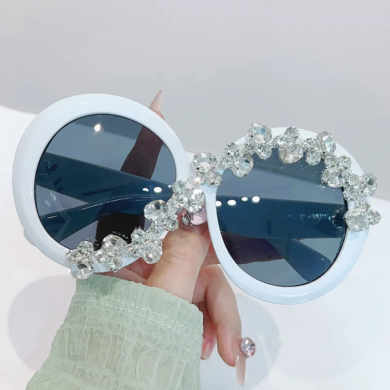 Oversized Round Diamond Sunglasses Exaggerated Personalised Ladies Sun Shade Sunglasses Outdoor Party Sun Protection Sunglasses