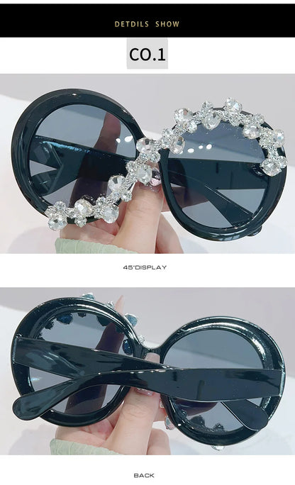 Oversized Round Diamond Sunglasses Exaggerated Personalised Ladies Sun Shade Sunglasses Outdoor Party Sun Protection Sunglasses