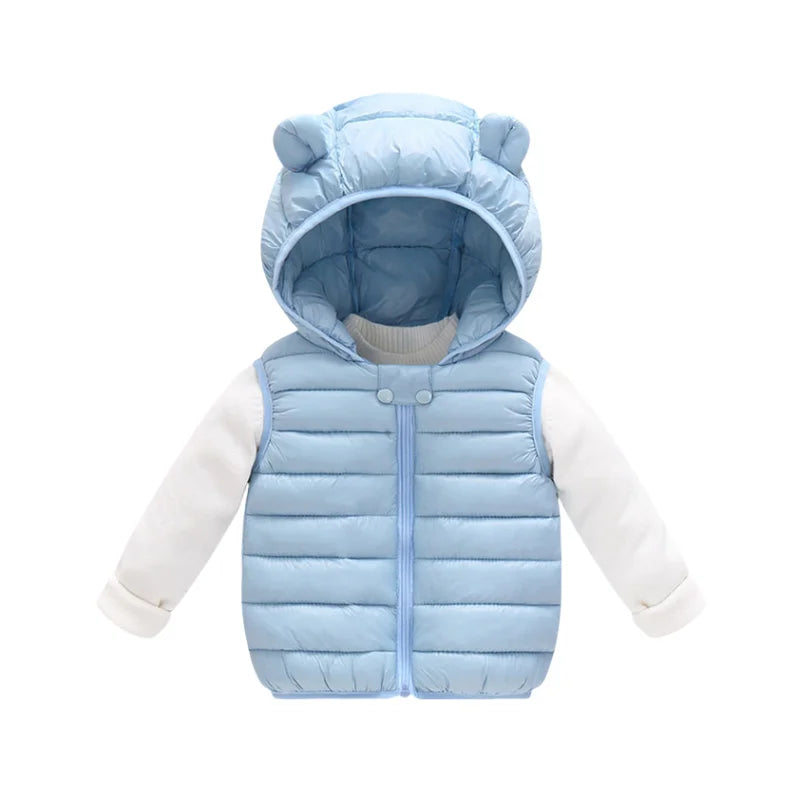 Boys Vest Baby's Kids Waistcoat Down Jacket 2024 Red Warm Plus Thicken Winter Autumn Teenagers Windproof Christmas Gift Children