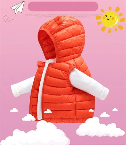 Boys Vest Baby's Kids Waistcoat Down Jacket 2024 Red Warm Plus Thicken Winter Autumn Teenagers Windproof Christmas Gift Children