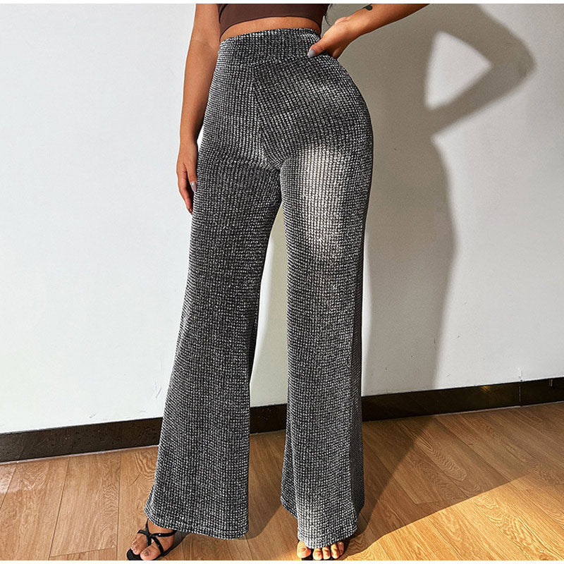 Silver Loose Elegant High Waist Trousers