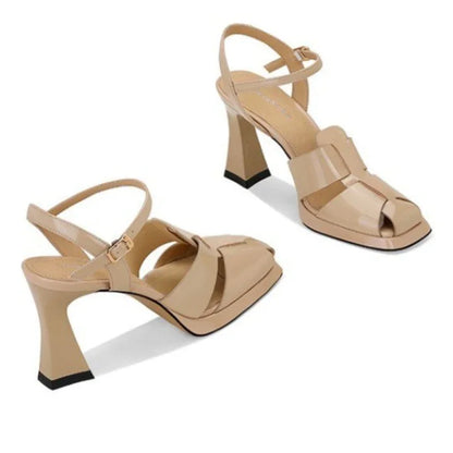 New Fashion Pointed Toe Genuine Leather Sandals Woman Sexy High Heels