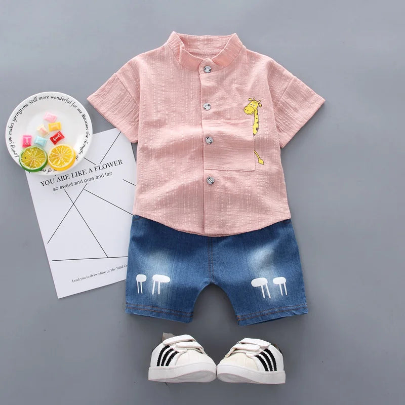 New Summer Baby Boys Clothes Suit Children Casual Shirt Shorts