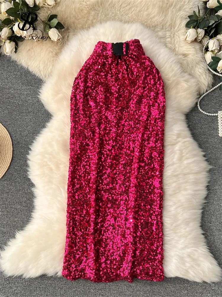 Women Sequines Shiny Skirt 2023 New Autumn Fashion American