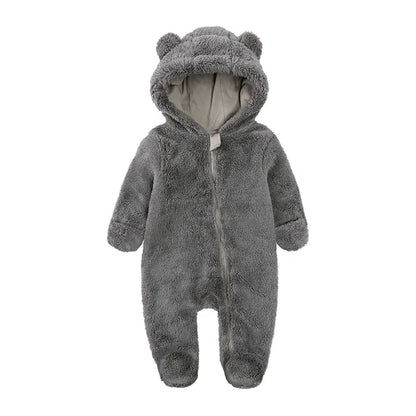 Fashion Baby Clothing Boys Footies Long Sleeve Arctic Velvet Hooded Baby Girl Clothes Winter Warm Baby Romper 0-12 Months