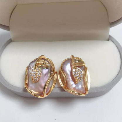 ZHBORUINI 2022 New Big Baroque Pearl Jewelry Sets 18K Gold Plating