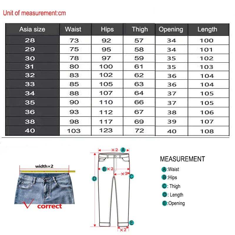 Men Denim Jeans Regular Fit Straight Stretch Business Casual Solid