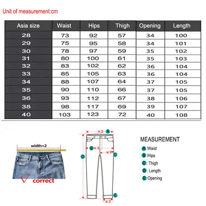 Men Denim Jeans Regular Fit Straight Stretch Business Casual Solid