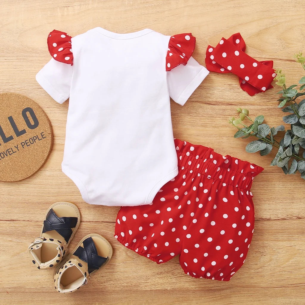 0-18 Months Newborn Baby Girl Cute Polka Dot Summer Outfit Set Short