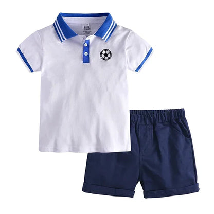 Toddler Kids Boys Summer Leisure Set 2Pieces Polo Shirt + Short Pants