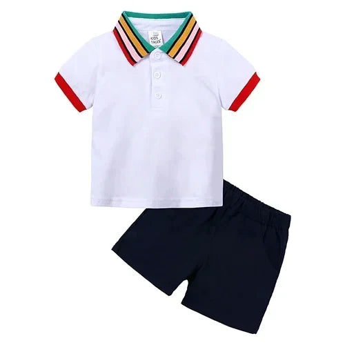 Toddler Kids Boys Summer Leisure Set 2Pieces Polo Shirt + Short Pants