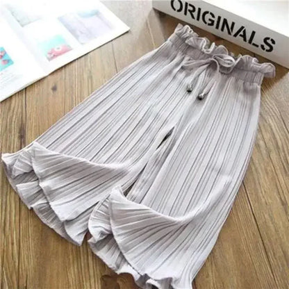 Baby Fashion Lace Chiffon Waist Flare Trousers Childen's Girls Summer