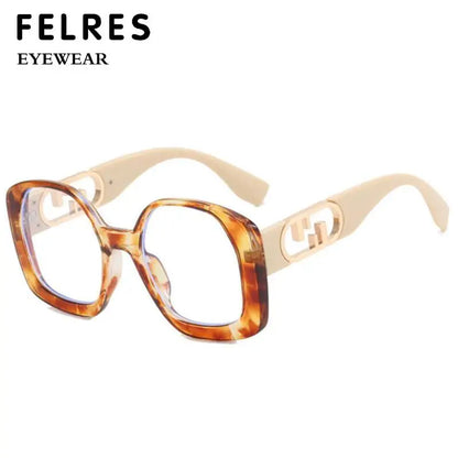 Oversized Square Ladies Reading Glasses Fashion Brand Designer Anti blue Light Computer Glasses Women Polygon Presbyopia Eyewear