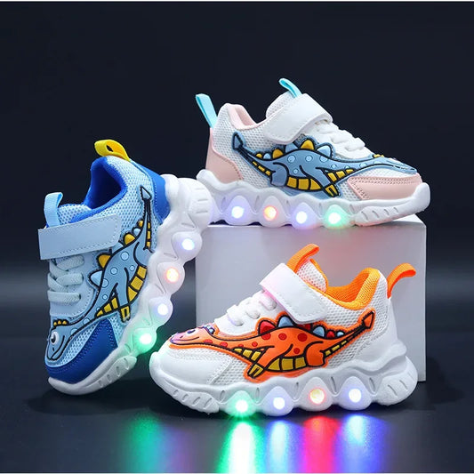 Zapatillas LED Kid Cartoon Dinosaur Boy Casual Sneaker Boy Kid Shoe