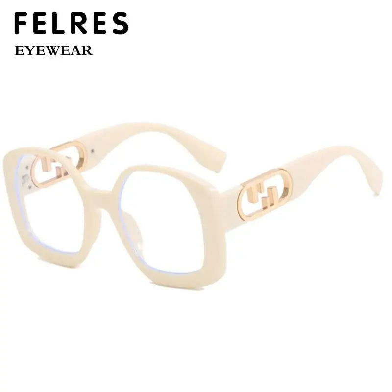 Oversized Square Ladies Reading Glasses Fashion Brand Designer Anti blue Light Computer Glasses Women Polygon Presbyopia Eyewear